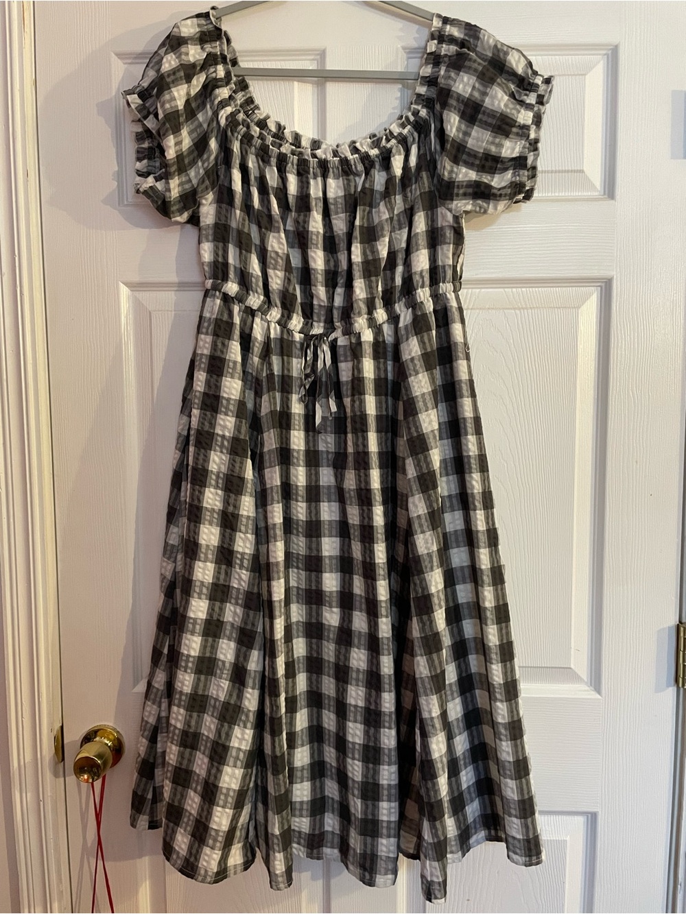 torrid Black & White Gingham Puff Sleeve Dress